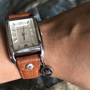 Michael Kors brown leather strap watch
